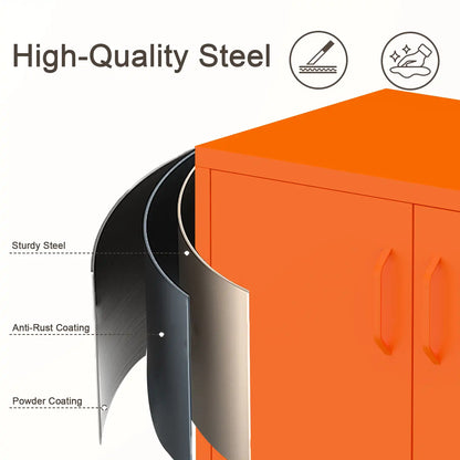 Geatmeet Metal Storage Cabinet,Storage Cabinet with 2 Doors and Adjustable Shelves, Locker Cabinet with legs for Tools, Kitchen & Office