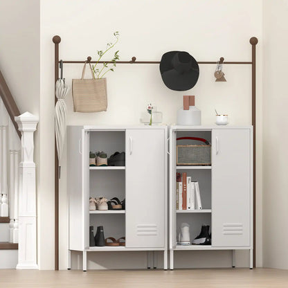Geatmeet Metal Storage Cabinet,Storage Cabinet with 2 Doors and Adjustable Shelves, Locker Cabinet with legs for Tools, Kitchen & Office