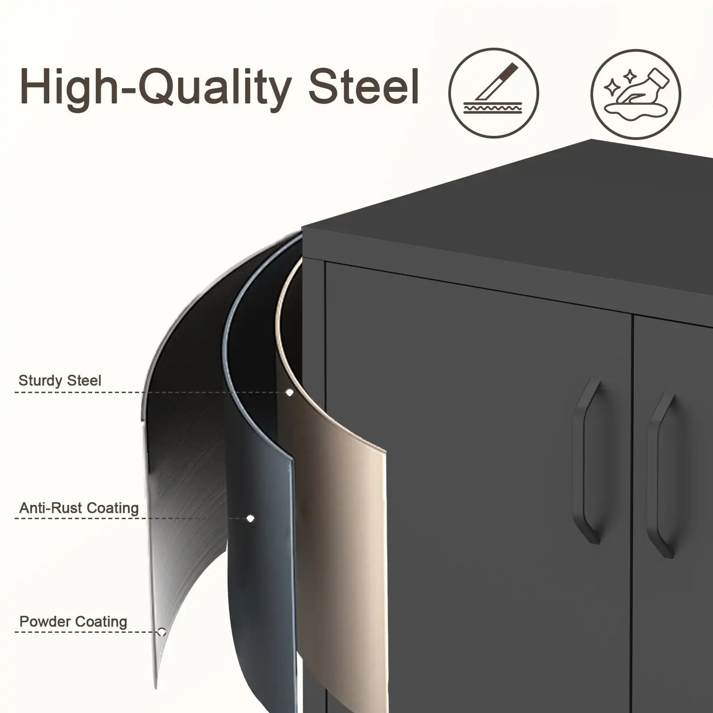 Geatmeet Metal Storage Cabinet,Storage Cabinet with 2 Doors and Adjustable Shelves, Locker Cabinet with legs for Tools, Kitchen & Office