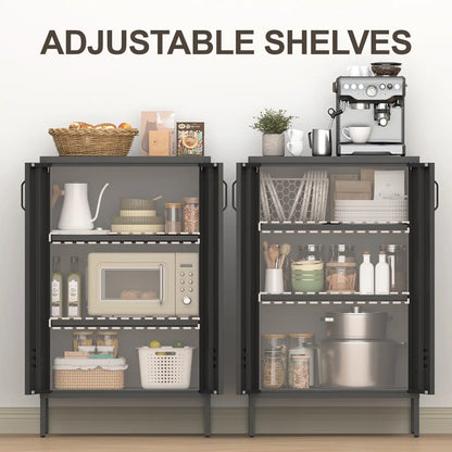 Geatmeet Metal Storage Cabinet,Storage Cabinet with 2 Doors and Adjustable Shelves, Locker Cabinet with legs for Tools, Kitchen & Office
