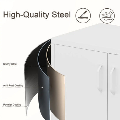 Geatmeet Metal Storage Cabinet,Storage Cabinet with 2 Doors and Adjustable Shelves, Locker Cabinet with legs for Tools, Kitchen & Office