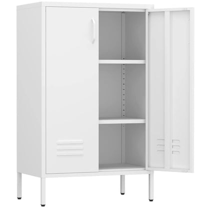 Geatmeet Metal Storage Cabinet,Storage Cabinet with 2 Doors and Adjustable Shelves, Locker Cabinet with legs for Tools, Kitchen & Office