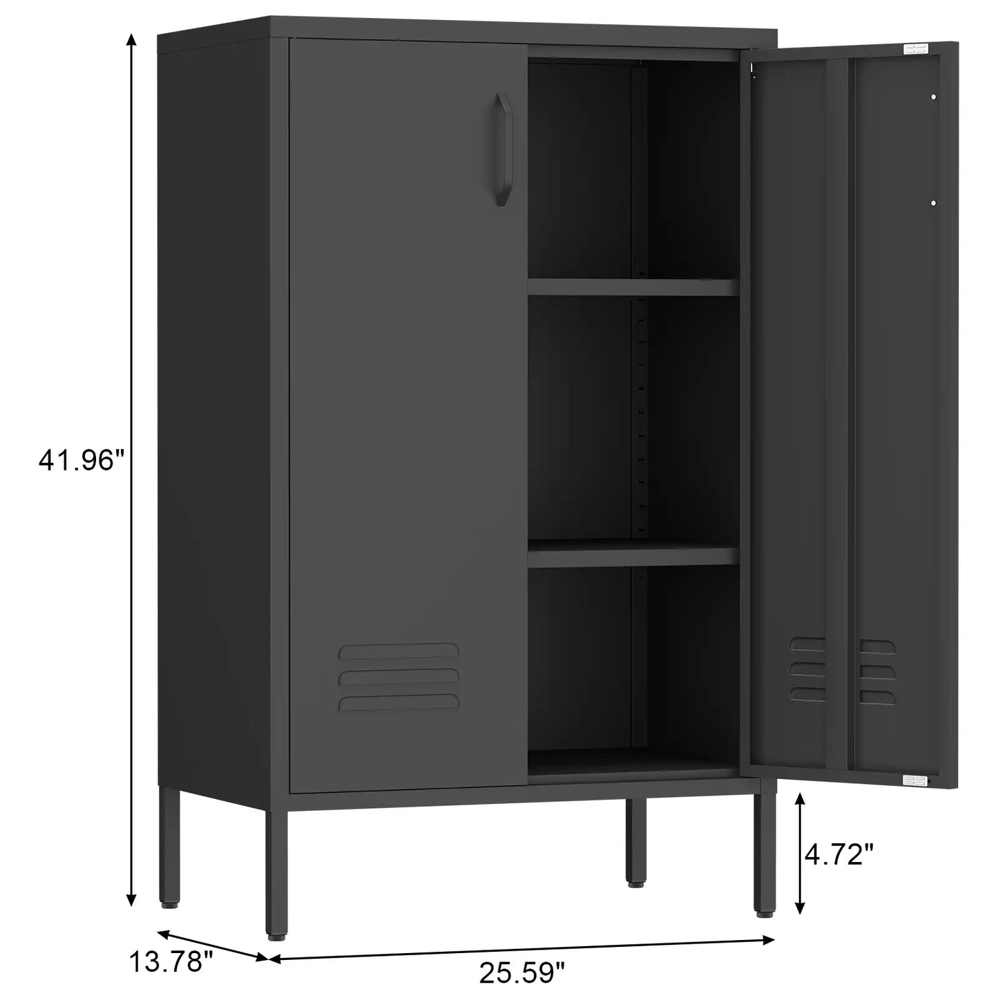 Geatmeet Metal Storage Cabinet,Storage Cabinet with 2 Doors and Adjustable Shelves, Locker Cabinet with legs for Tools, Kitchen & Office