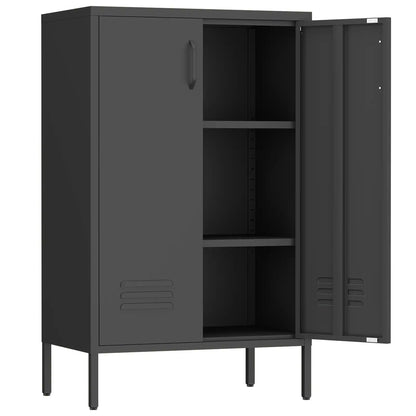 Geatmeet Metal Storage Cabinet,Storage Cabinet with 2 Doors and Adjustable Shelves, Locker Cabinet with legs for Tools, Kitchen & Office