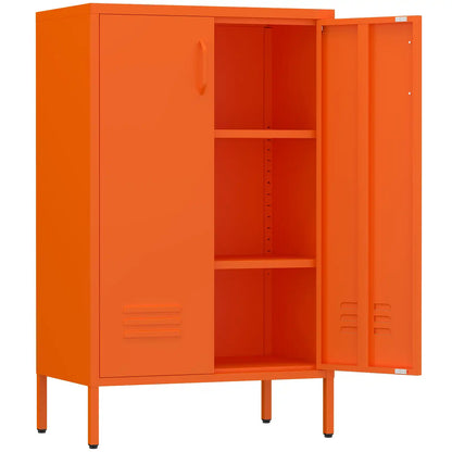 Geatmeet Metal Storage Cabinet,Storage Cabinet with 2 Doors and Adjustable Shelves, Locker Cabinet with legs for Tools, Kitchen & Office