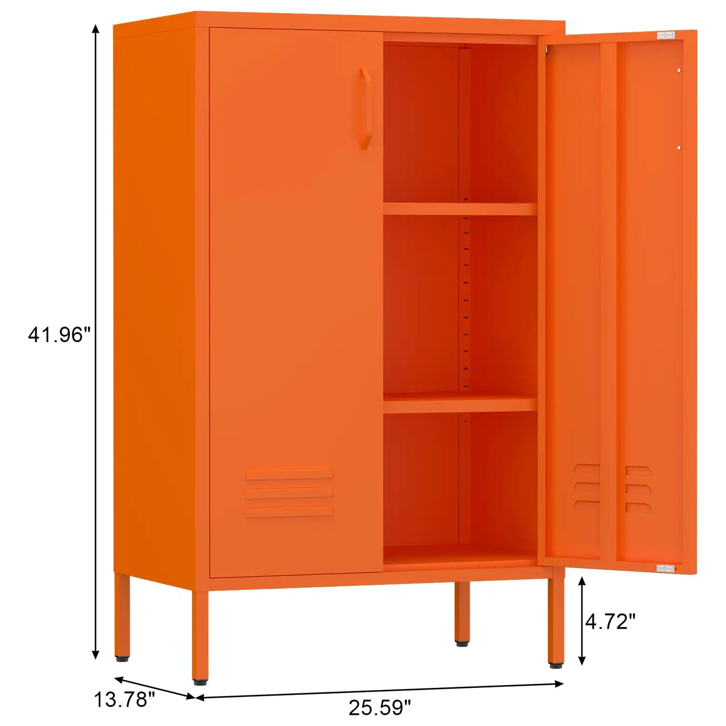 Geatmeet Metal Storage Cabinet,Storage Cabinet with 2 Doors and Adjustable Shelves, Locker Cabinet with legs for Tools, Kitchen & Office