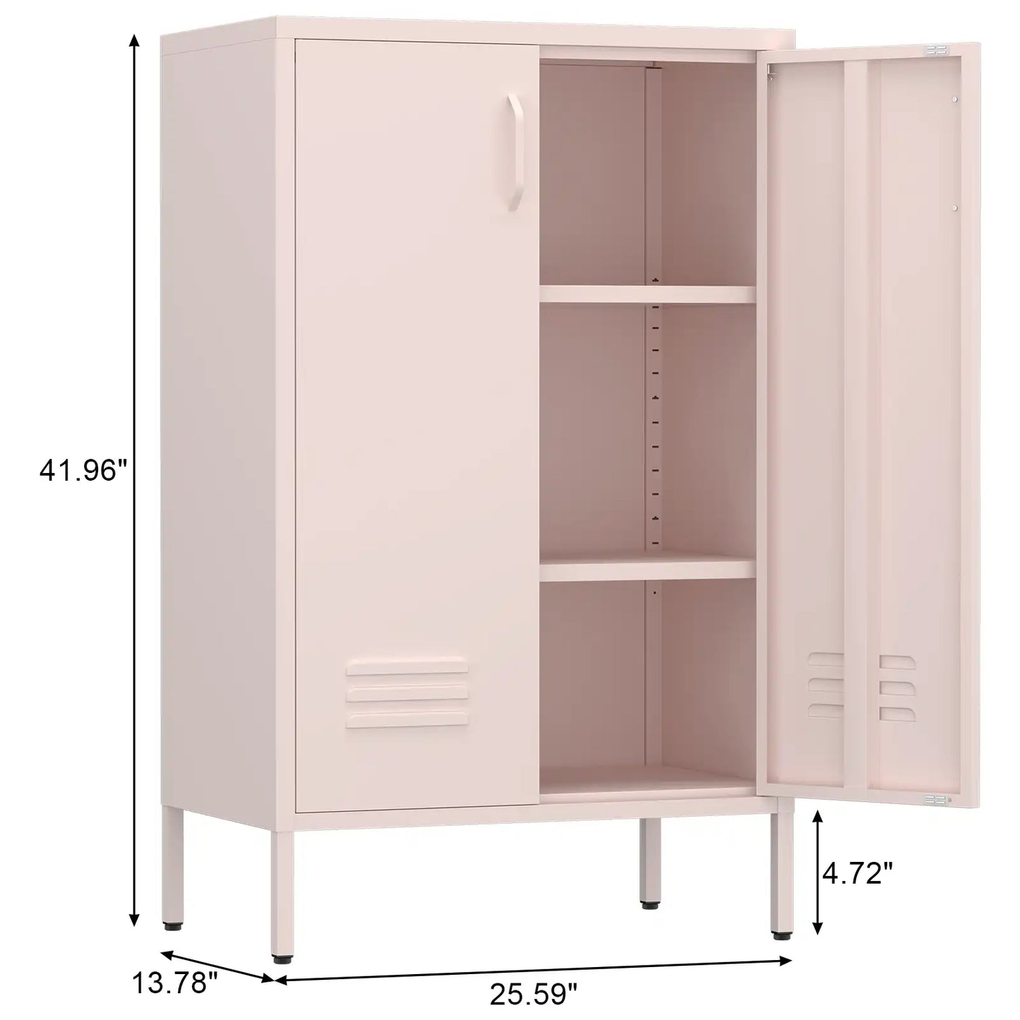 Geatmeet Metal Storage Cabinet,Storage Cabinet with 2 Doors and Adjustable Shelves, Locker Cabinet with legs for Tools, Kitchen & Office