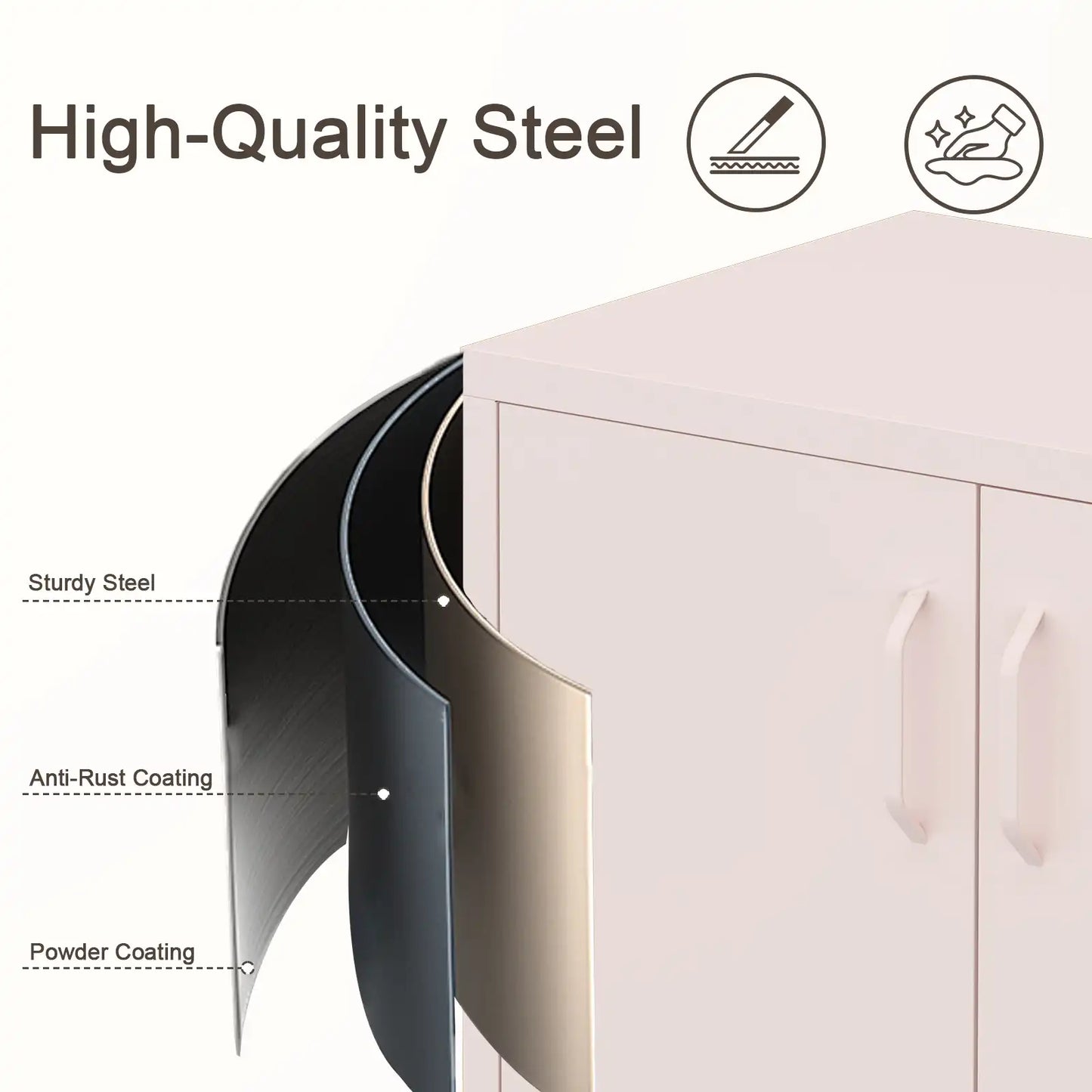 Geatmeet Metal Storage Cabinet,Storage Cabinet with 2 Doors and Adjustable Shelves, Locker Cabinet with legs for Tools, Kitchen & Office