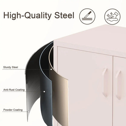 Geatmeet Metal Storage Cabinet,Storage Cabinet with 2 Doors and Adjustable Shelves, Locker Cabinet with legs for Tools, Kitchen & Office