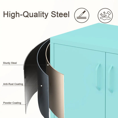 Geatmeet Metal Storage Cabinet,Storage Cabinet with 2 Doors and Adjustable Shelves, Locker Cabinet with legs for Tools, Kitchen & Office