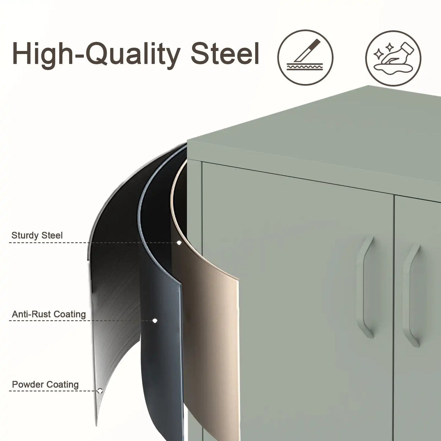 Geatmeet Metal Storage Cabinet,Storage Cabinet with 2 Doors and Adjustable Shelves, Locker Cabinet with legs for Tools, Kitchen & Office