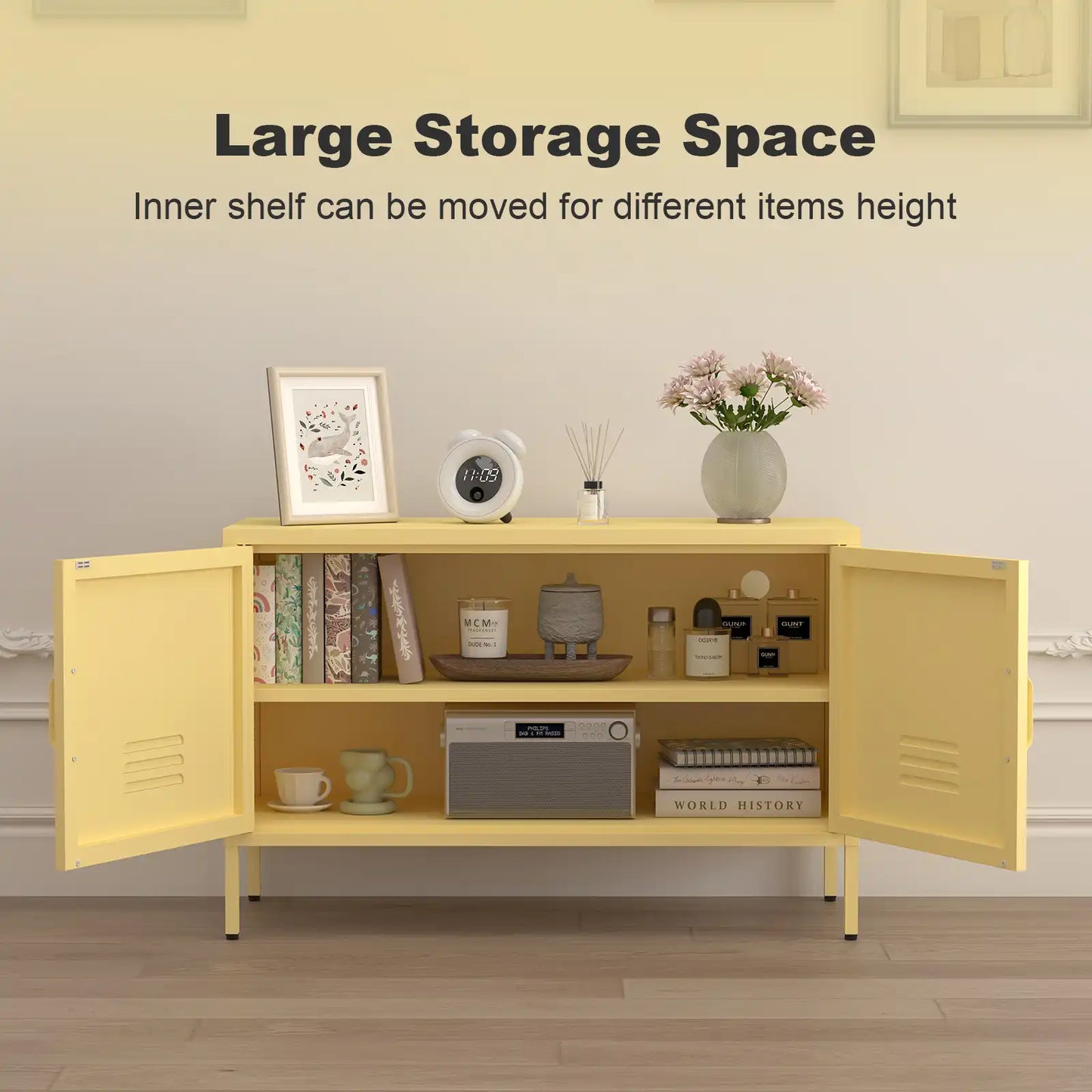 Low TV Stand Console Detail 1 #yellow