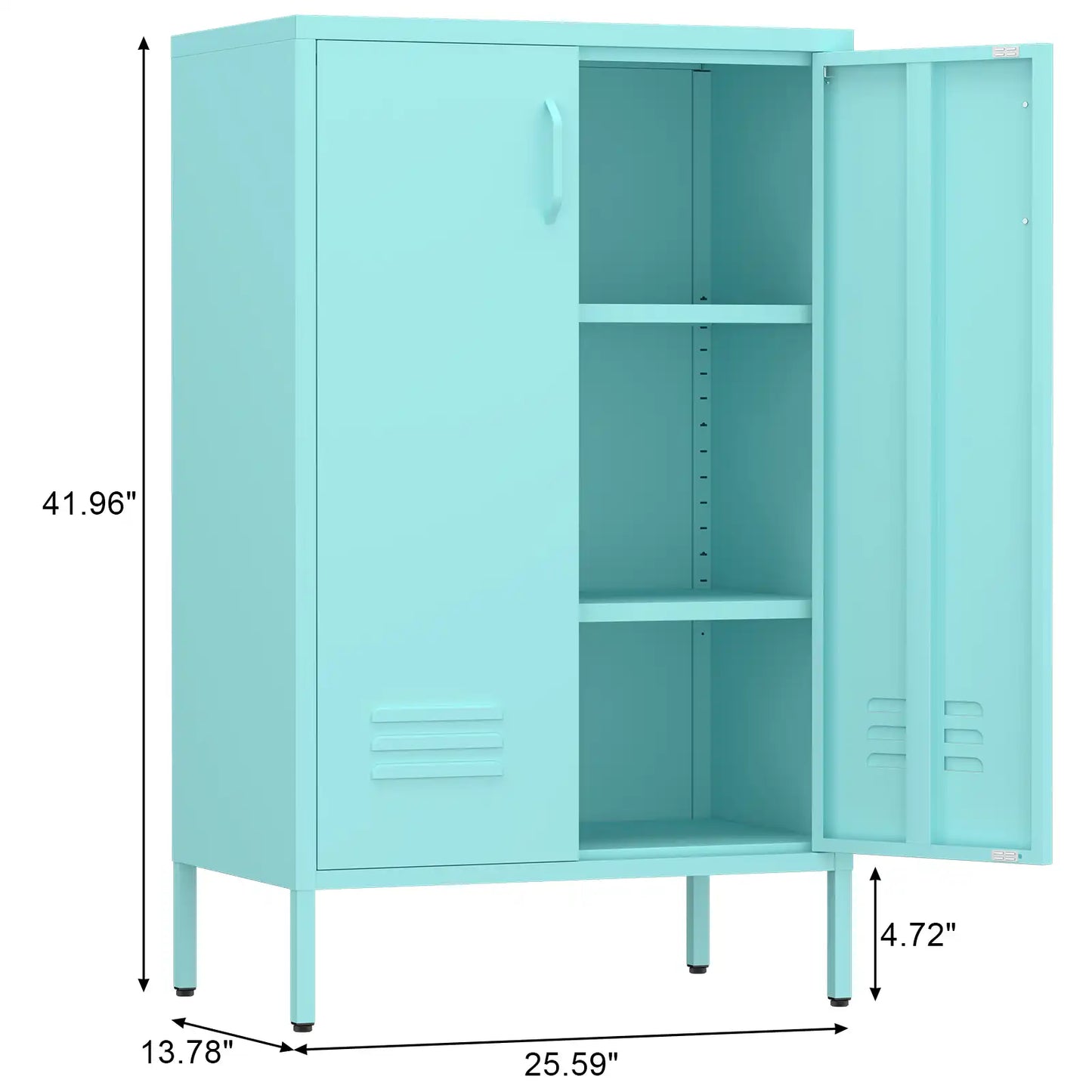 Geatmeet Metal Storage Cabinet,Storage Cabinet with 2 Doors and Adjustable Shelves, Locker Cabinet with legs for Tools, Kitchen & Office
