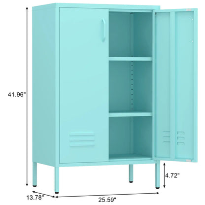 Geatmeet Metal Storage Cabinet,Storage Cabinet with 2 Doors and Adjustable Shelves, Locker Cabinet with legs for Tools, Kitchen & Office