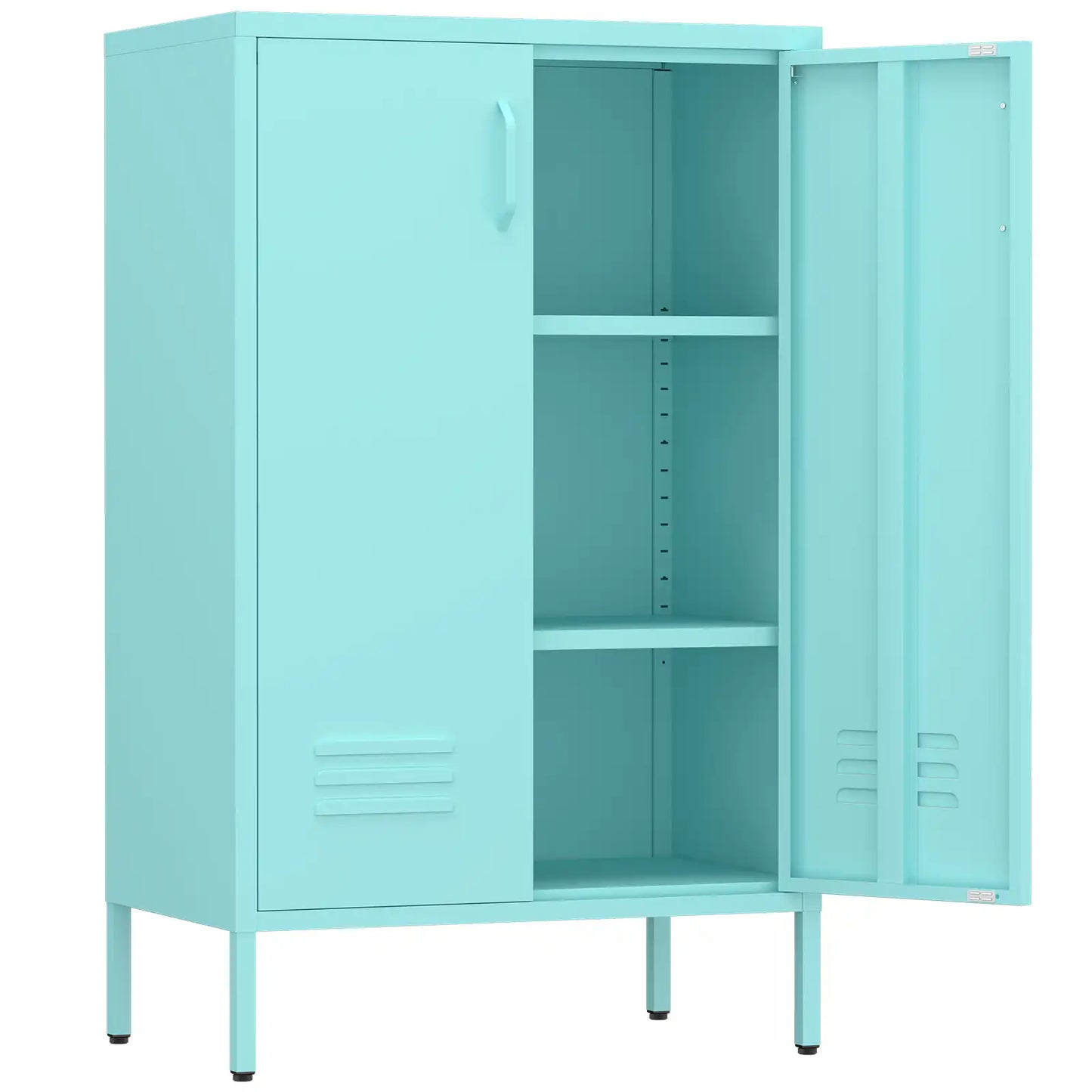 Geatmeet Metal Storage Cabinet,Storage Cabinet with 2 Doors and Adjustable Shelves, Locker Cabinet with legs for Tools, Kitchen & Office