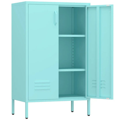 Geatmeet Metal Storage Cabinet,Storage Cabinet with 2 Doors and Adjustable Shelves, Locker Cabinet with legs for Tools, Kitchen & Office