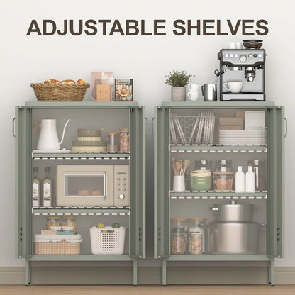 Geatmeet Metal Storage Cabinet,Storage Cabinet with 2 Doors and Adjustable Shelves, Locker Cabinet with legs for Tools, Kitchen & Office