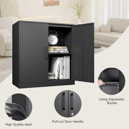 Greatmeet Metal Wall Mounted Cabinet, Lockable Garage Cabinet with Adjustable Shelves, Steel Tool Cabinet for Home, Bathroom,Kitchen, Office