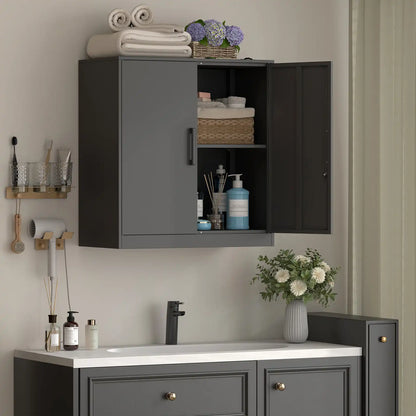Greatmeet Metal Wall Mounted Cabinet, Lockable Garage Cabinet with Adjustable Shelves, Steel Tool Cabinet for Home, Bathroom,Kitchen, Office