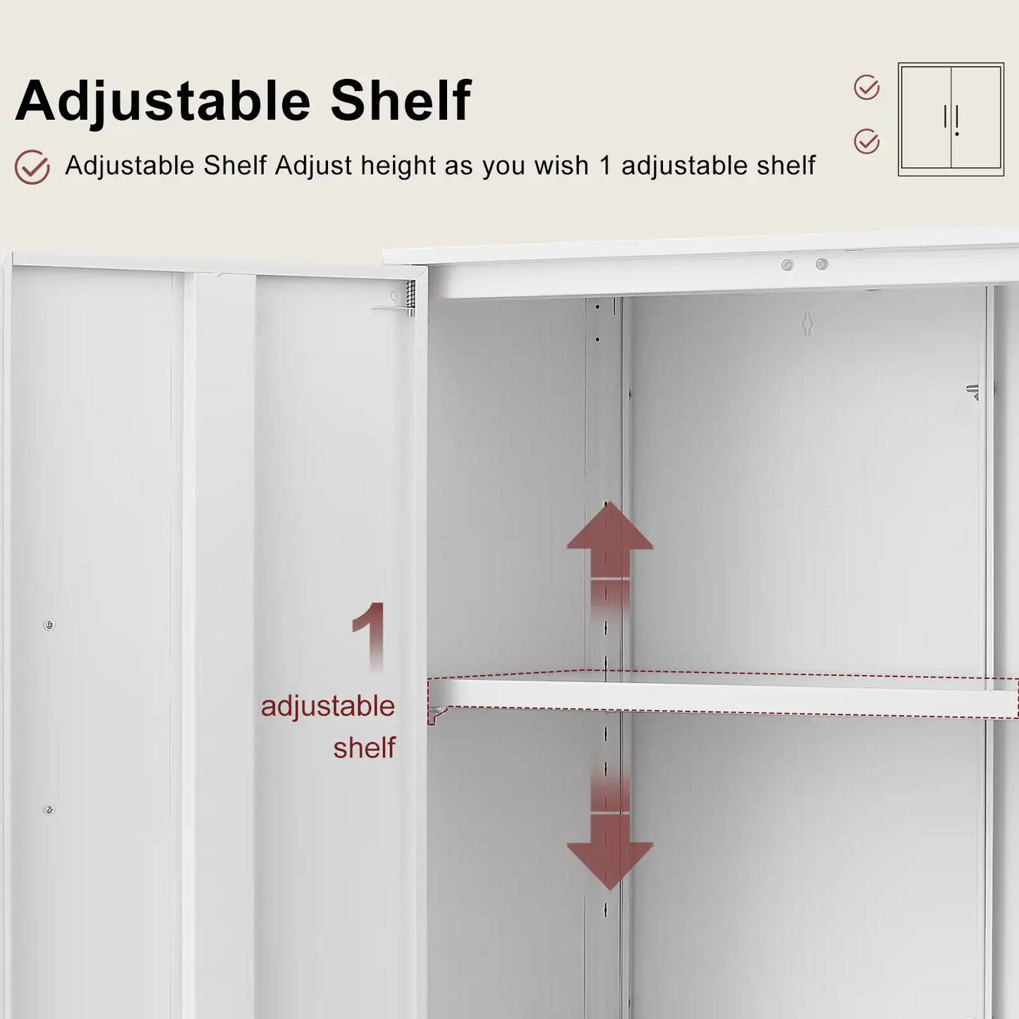 Greatmeet Metal Wall Mounted Cabinet, Lockable Garage Cabinet with Adjustable Shelves, Steel Tool Cabinet for Home, Bathroom,Kitchen, Office