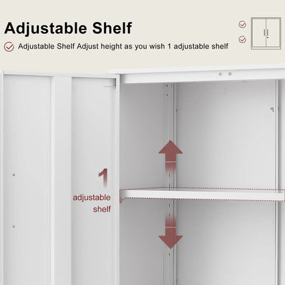 Greatmeet Metal Wall Mounted Cabinet, Lockable Garage Cabinet with Adjustable Shelves, Steel Tool Cabinet for Home, Bathroom,Kitchen, Office