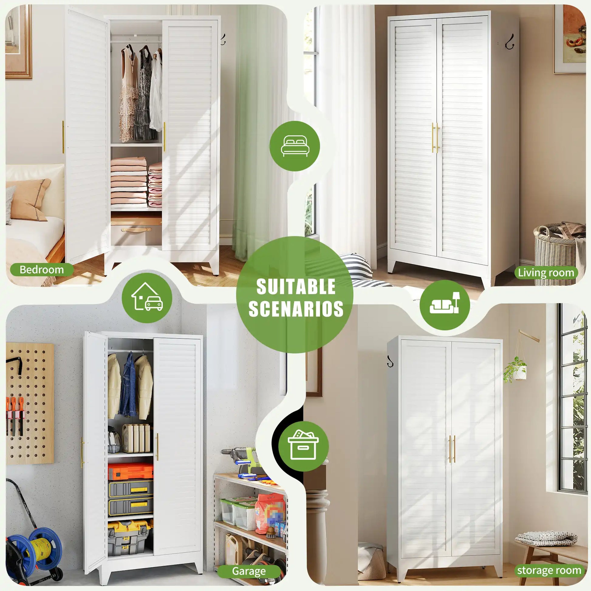 Greatmeet 47.2" H Metal Narrow Cabinet Closet with Single Louvered Door