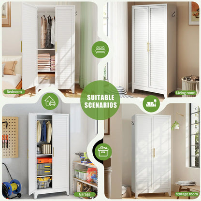 Greatmeet 47.2" H Metal Narrow Cabinet Closet with Single Louvered Door