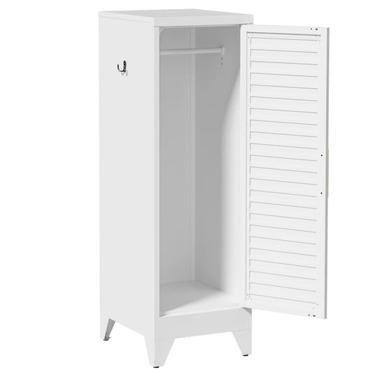 Greatmeet 47.2" H Metal Narrow Cabinet Closet with Single Louvered Door