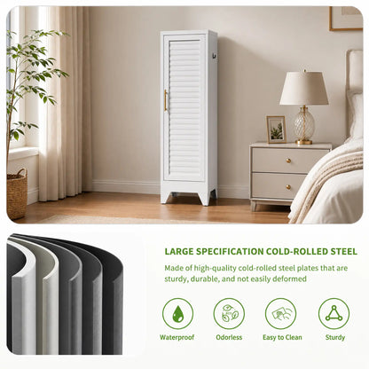 Greatmeet 47.2" H Metal Narrow Cabinet Closet with Single Louvered Door