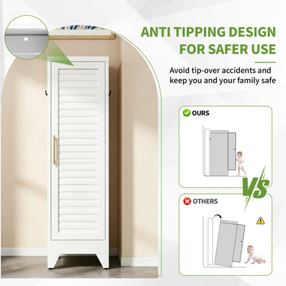 Greatmeet 47.2" H Metal Narrow Cabinet Closet with Single Louvered Door
