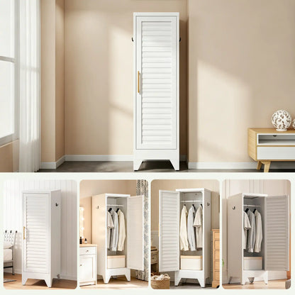 Greatmeet 47.2" H Metal Narrow Cabinet Closet with Single Louvered Door