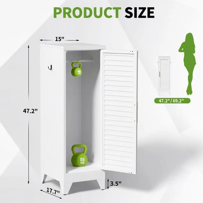 Greatmeet 47.2" H Metal Narrow Cabinet Closet with Single Louvered Door