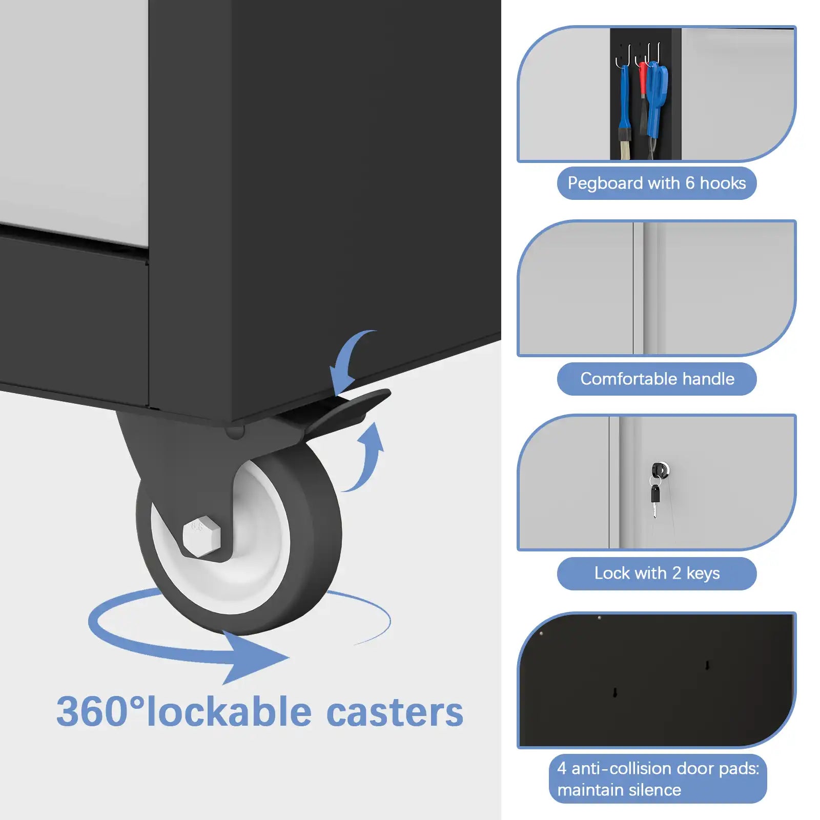 Rolling Metal Garage Storage Cabinet with Locking Wheels 3