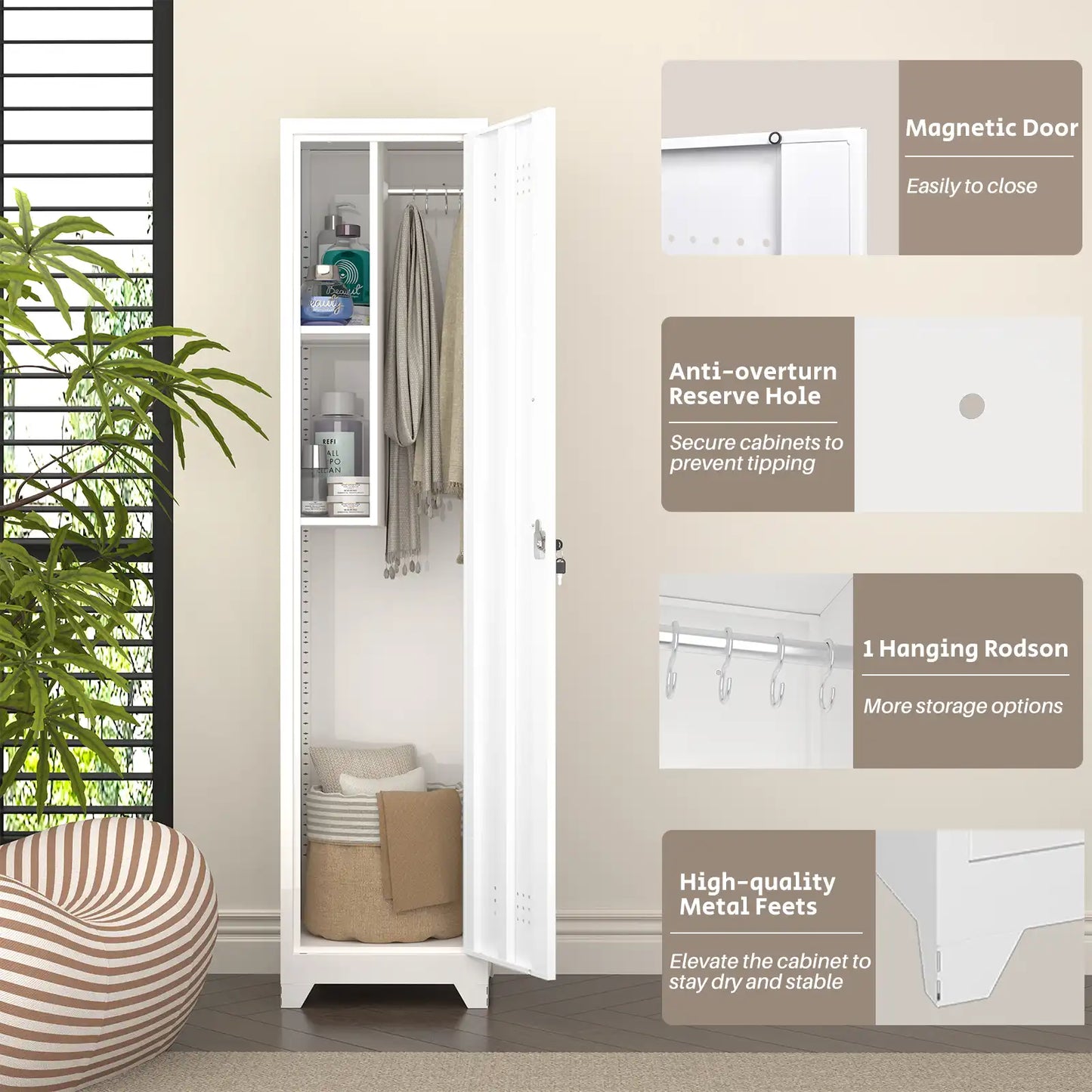 Single Door Broom Closet  Detail 6 #white
