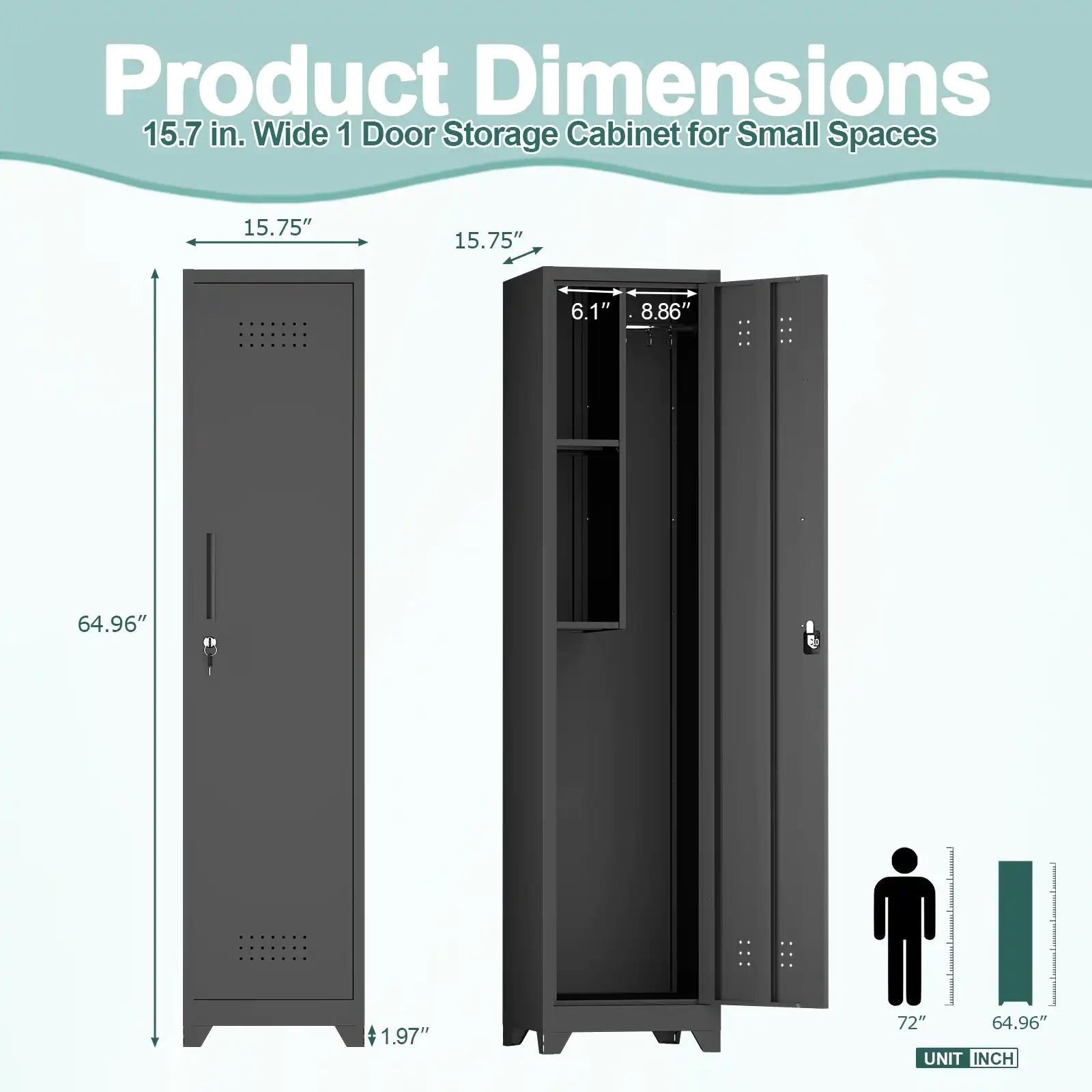 Single Door Broom Closet Size 1