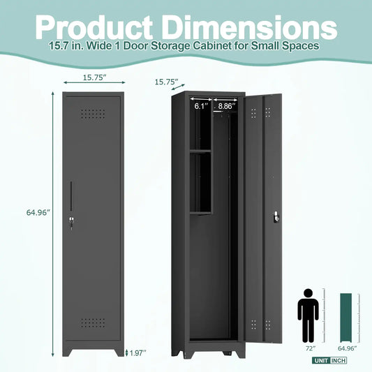 Single Door Broom Closet Size 1 #black