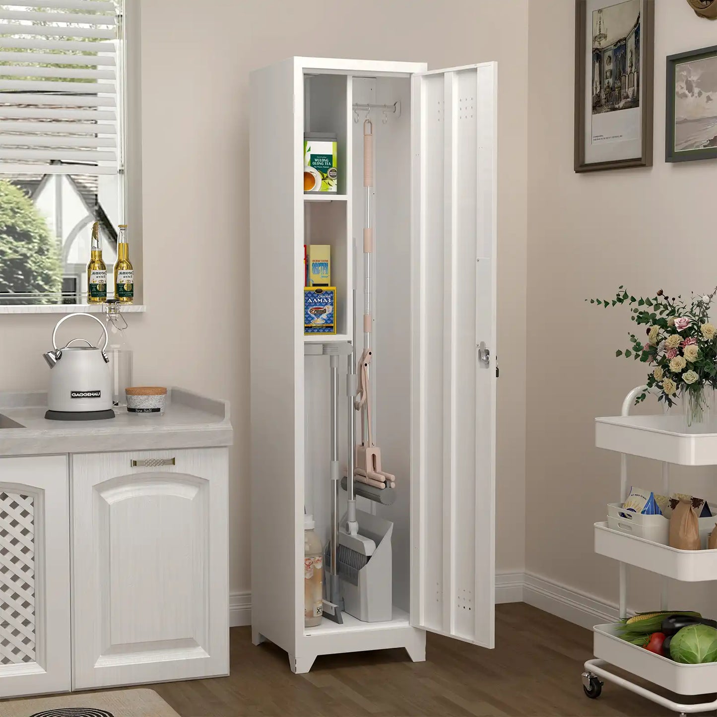 Single Door Broom Closet  for Kitchen #white