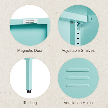 Geatmeet Metal Storage Cabinet,Storage Cabinet with 2 Doors and Adjustable Shelves, Locker Cabinet with legs for Tools, Kitchen & Office