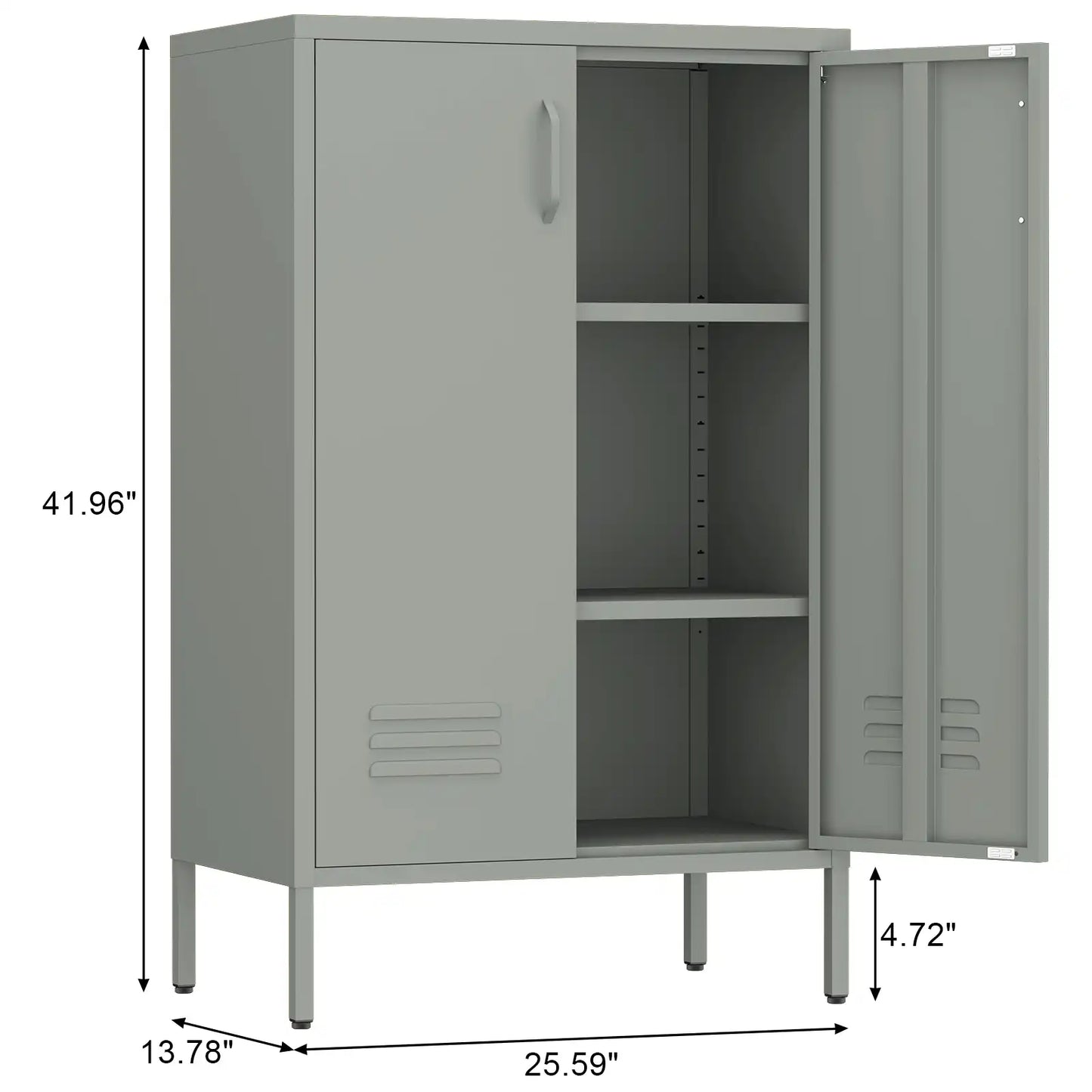 Geatmeet Metal Storage Cabinet,Storage Cabinet with 2 Doors and Adjustable Shelves, Locker Cabinet with legs for Tools, Kitchen & Office