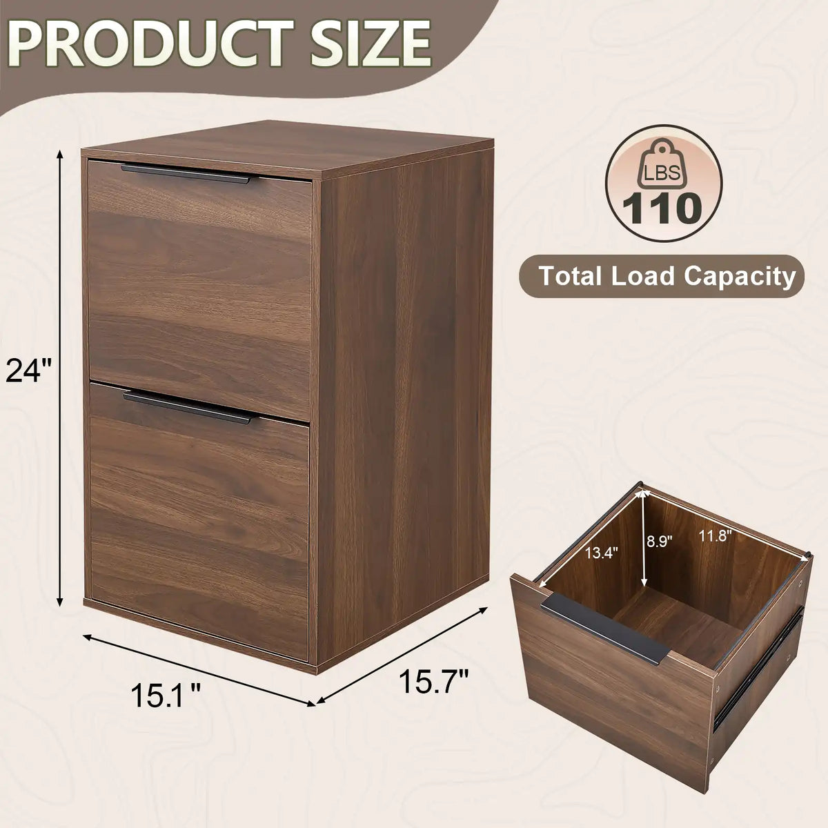 Vertical Wooden Storage Filing Cabinet 11 #walnut