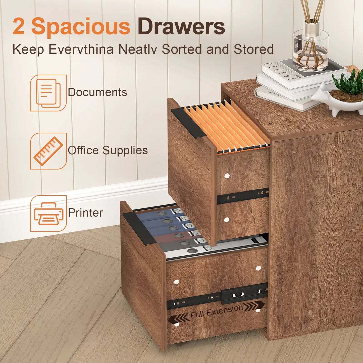 Vertical Wooden Storage Filing Cabinet 4 #brown