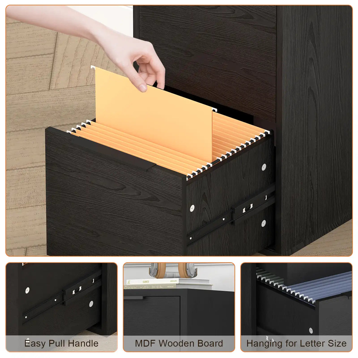 Vertical Wooden Storage Filing Cabinet 6 #black