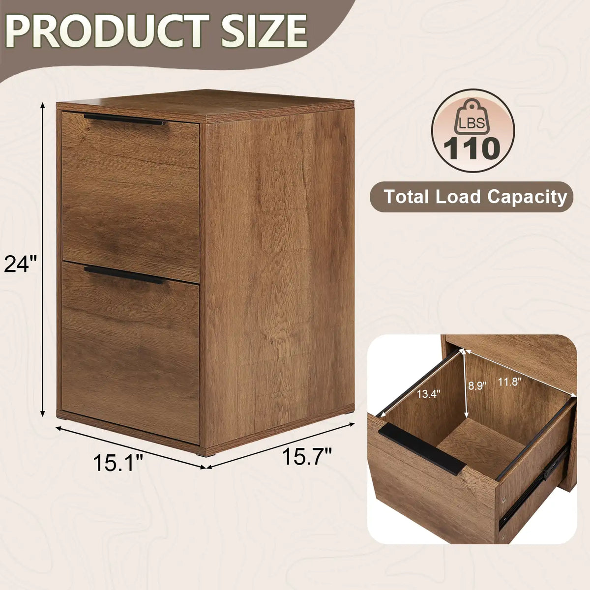 Vertical Wooden Storage Filing Cabinet Size