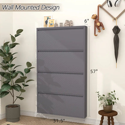 Wall Mount Metal Shoe Organizer for Entryway flip drawers