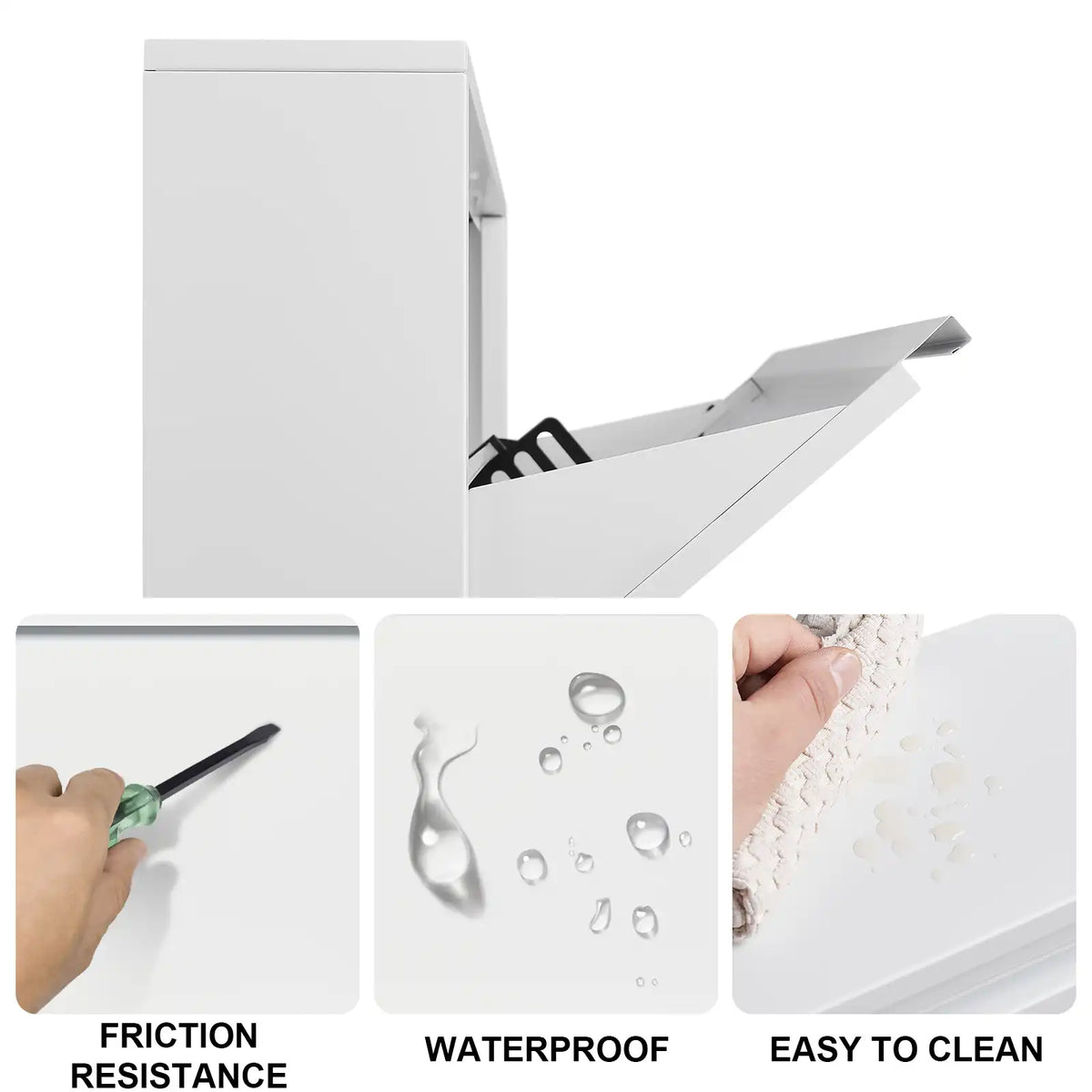 Wall Mount Metal Shoe Organizer for Entryway 11 #white #3 flip drawers