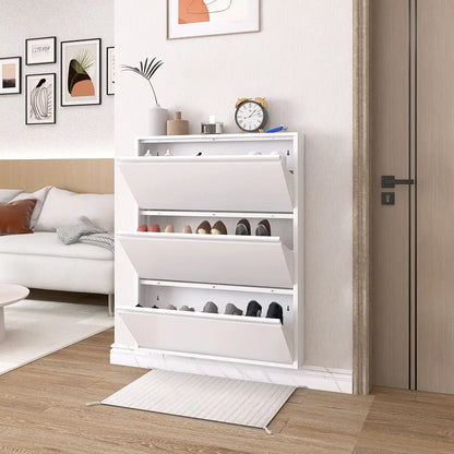 Wall Mount Metal Shoe Organizer for Entryway 12 flip drawers