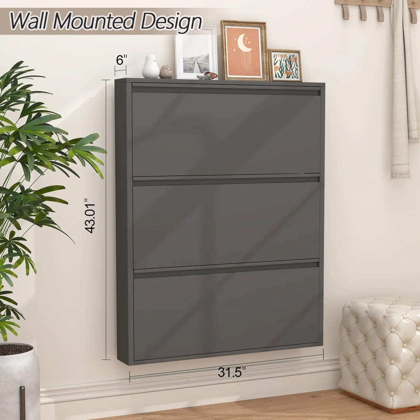 Wall Mount Metal Shoe Organizer for Entryway 13 #black #3 flip drawers