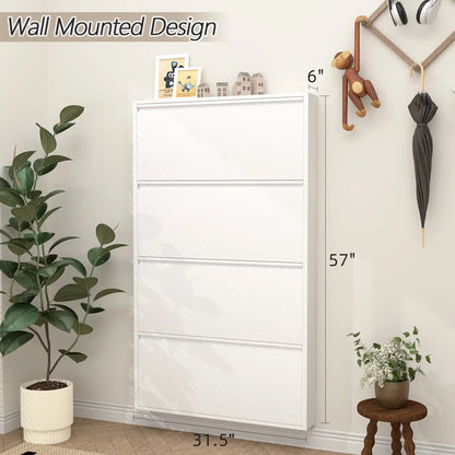 Wall Mount Metal Shoe Organizer for Entryway 21 flip drawers