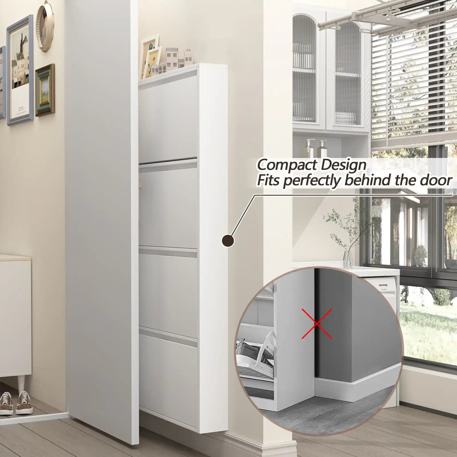 Wall Mount Metal Shoe Organizer for Entryway 23 flip drawers