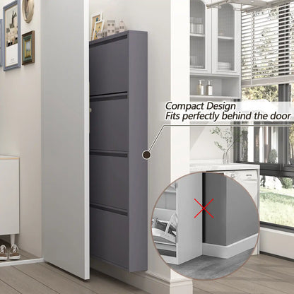 Wall Mount Metal Shoe Organizer for Entryway 5 flip drawers